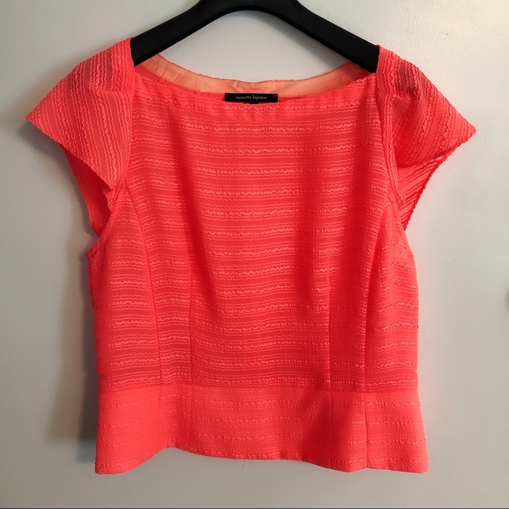 Nanette Lepore Orange Pink Cap Sleeve Top Size 8